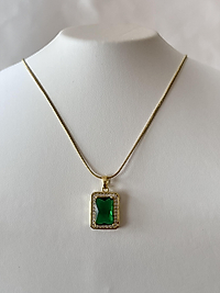 Çelik Gold Yeşil Taşlı Zirkon Kolye