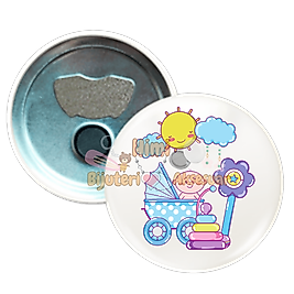 Kız Erkek Çocuk Baby Shower Metal Resimli İğneli Buton Rozet Magnet Anahtarlık Açacak Çanta Rozetleri M7