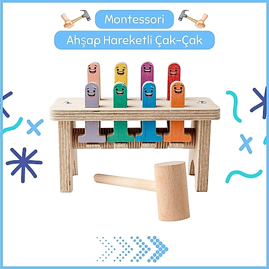 Montessori Ahşap Hareketli Çak-Çak Oyunu
