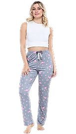 Pijama Altı Modal  Ring Viskon Kumaş Kalp Desenli-Gri