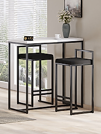 2 Li Sandelye Ve Bar Masası Takımı Siyah Siyah