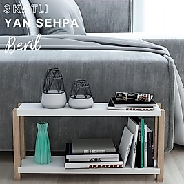 Beril 2 Katlı Yan Sehpa / Dekoratif Raf / Çok Amaçlı Kullanım ( Beyaz )