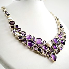 AMETİST GÜMÜŞ MÜCEVHER GERDANLIK