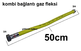 KOMBİ FLEKSİ 50CM KOMBİ BORUSU SPRALİ SARI DOĞALGAZ HORTUMU