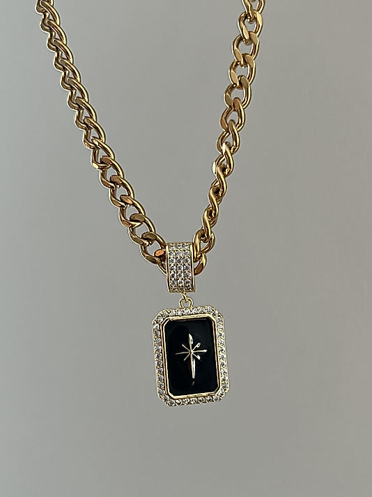 Çelik Kalın Zincir Kutup Yıldızı Kolye