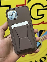 İphone 13 Kartlıklı Standlı Deri Telefon Kılıfı