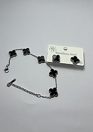 Silver siyah küpe bileklik set