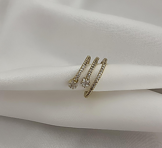 Gold Çoklu Taşlı Ear Cuff