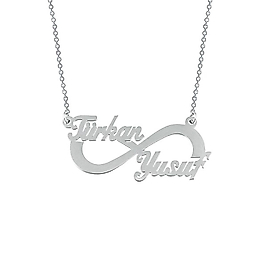 Kişiye Özel 14K Altın Kaplama Çift İsimli Sonsuzluk Kolye