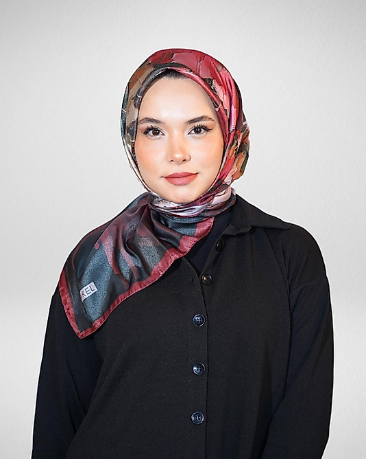 Dijital Kristal Eşarp Pastel Yaprak Desenli