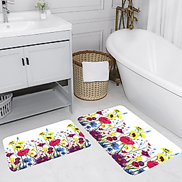 Rovigo Home Dijital Baskı Yıkanabilir Kaymaz 2 li Banyo Takımı