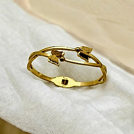 Çelik kelepçe bileklik simli kelebek figürlü gold 6 cm