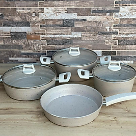 Mehtap 7 Parça Granit Tencere Seti (krem)