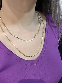 Özel seri ezme kolye 60 cm (14 k renk)