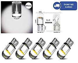( 5 X ADET ) 1 SET LED T10 DİPSİZ AMPUL 12V DIAMOND PINE. WHITE (5W DİPSİZ AMPUL ELMAS CAM BEYAZ)