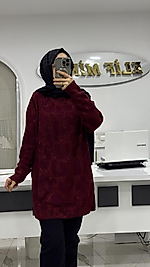 IŞILTILI LEOPAR TRİKO BORDO