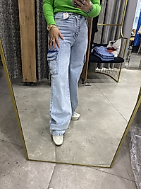 Yandan cepli Likrasız Kadın Mom Jeans