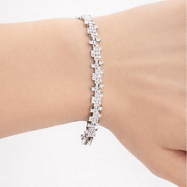 Gümüş Renk Zirkon Taşlı Zigzak Xuping Bileklik