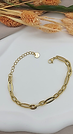 Oval Zincir Detaylı Çelik Bileklik