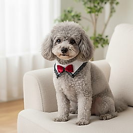 Zarif Akşam – Kadife Fiyonklu Dantelli Pet Yaka | FEDD’s Pet Style