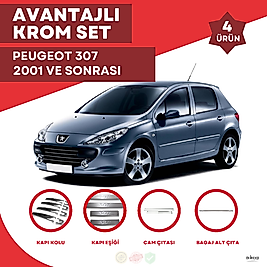 Peugeot 307 Avantajlı Krom Set 2001 Ve Sonrası -4Ürün- Paslanmaz Çelik