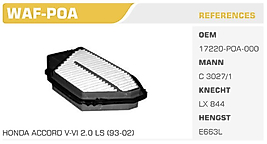HAVA FİLTRESİ HONDA ACCORD V-VI 2.0 LS (93-02