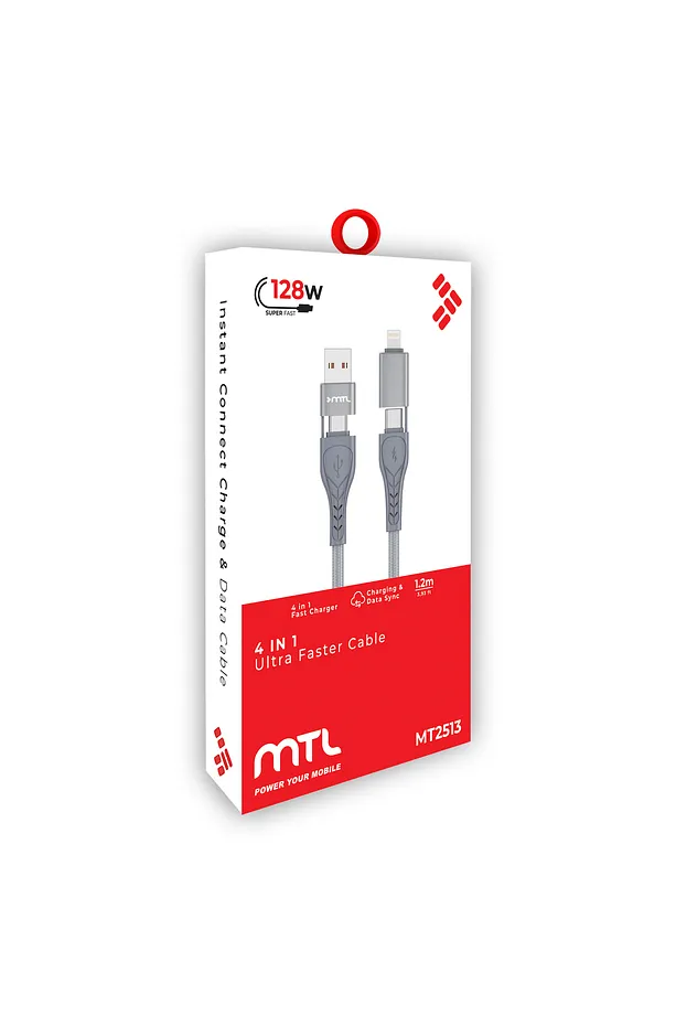 MTL 4 In 1 Hasır Hızlı Şarj Ve Macbook Tablet Telefon Şarj Data Kablosu 1 Metre 128w Mt2513