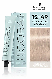 İGORA ROYAL ABSOLUTE SAÇ BOYASI 60 ML. (12-49 ÇOK AÇIK SARI BEJ VİOVE))