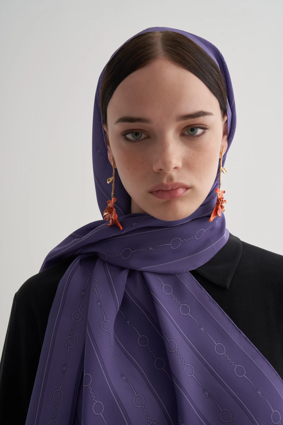 MORENO İpek Şal Purple Chain