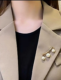 İncili Iğneli Broş, 4 Cm