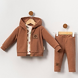 Kız Bebek Kadife 0-18 Ay Üçlü Takım