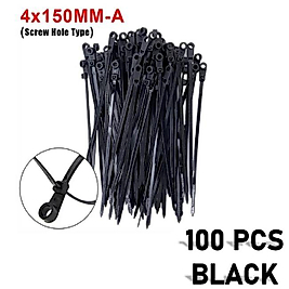 (100XADET) QUALITY ORGANİZTÖR KABLO BAĞI SABİTLEME YUVALI 4X150MM SİYAH