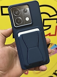 Redmi Note 13 Pro 5G Kartlıklı Standlı Lacivert Deri Telefon Kılıfı