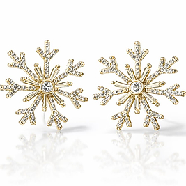 Gold Taşlı Kar Tanesi Küpe