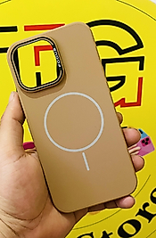 İphone 16 Pro Max Magsafe Lansman İçi Süet Kahverengi Telefon Kılıfı
