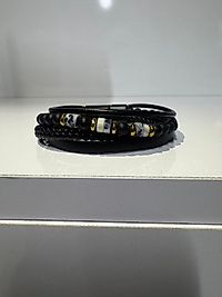 Deri Ve Boncuklu Mıknatıslı Bileklik