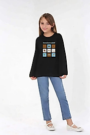 Kız Çocuk Uzun Kollu Bisiklet Yaka "Ramazan-ı Şerif" Baskılı Tişört Mevsimlik Pamuklu