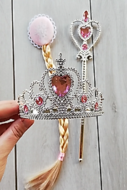 Karlar Ülkesi Frozen Elsa Taç Saç Asa Set Pembe