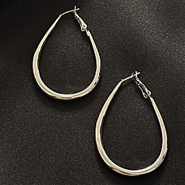 Damla Model Halka Silver Çelik Küpe
