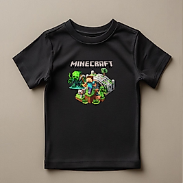 Minecraft Baskılı Normal Kalıp  Çocuk Tişört