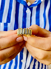 Zirkon Taşlı Altın Renk Ayarlanabilir Tasarım Yüzük