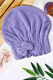 Kadın Bone Havlu Sade Lila FİYONK Modelli