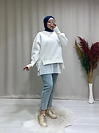 Kadın tesettür kol detaylı sweat