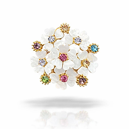 Renkli Taşlı Çiçek Broş