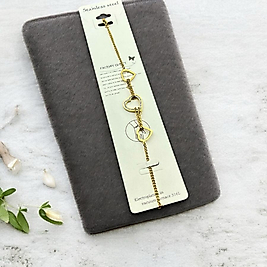 Çelik bileklik gold taşlı 18 cm