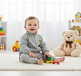 6 Ay 2 Yaş Arası Kanguru Cep Detaylı Üçiplik Şardonlu Erkek Bebek Takım