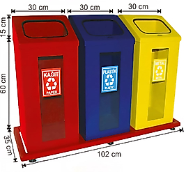 3 BÖLMELİ ŞEFFAF KIRILMAZ CAMLI BOYALI GERİ DÖNÜŞÜM SETİ ( KDV DAHİL )