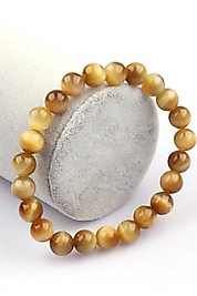 Sarı Kaplangözü Doğaltaş Bileklik 8 mm Küre