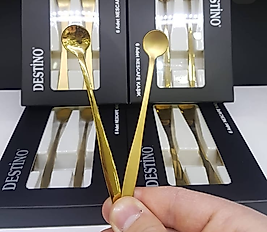 DESTİNO GOLD MAT MİNİ YUVARLAK 6 LI ÇAY KAŞIĞI