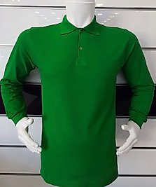 POLO YAKA UZUN KOL T-SHIRT PAMUK PENYE KOYU YEŞİL